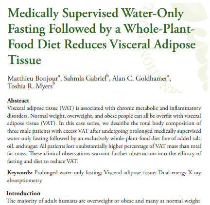 Medically Supervised Water-Only Fasting Followed by a Whole-Plant Food Diet Reduces Visceral Adipose Tissue